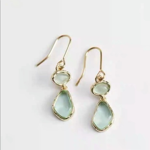 & Other Stories Jewelry - &Other stories gold plated brass green dangle earrings